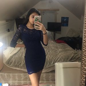 sparkly blue lace Windsor dress